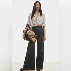 Anthropologie High-Rise Wide-Leg Women’s Jeans in Dark Indigo Pilcro Denim